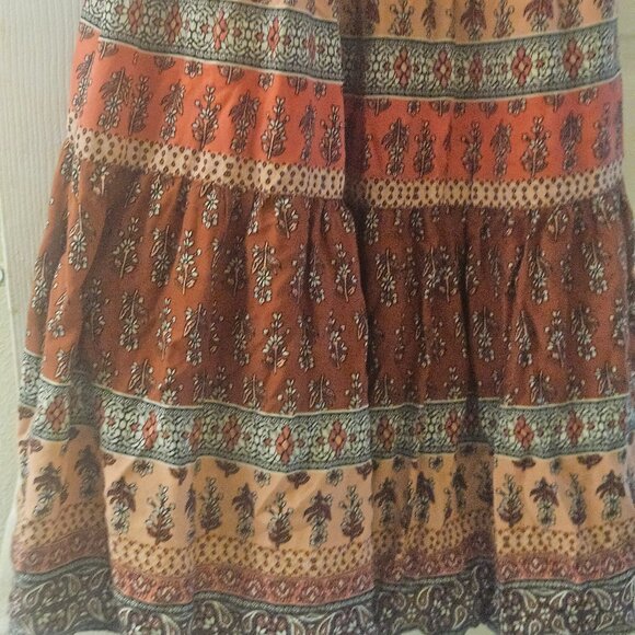 Knox Rose Multicolor tiered boho CottageCore sleeveless dress pockets maxi S - Picture 8 of 11